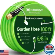 Maygrove 100 ft Garden Hose, 5/8 in ID, Heavy-Duty, Leakproof, Kink-Resistant