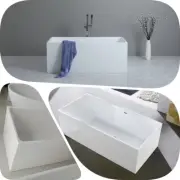 QLD THEO 1000-1700 Matte White / Gloss White Multi Fit Acrylic Bath Tub