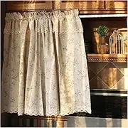 1 Panel Country Rustic Valance Curtains, Semi Sheer Rod Pocket Half Window Curtain Floral Printed Linen Window Treatments Short Curtain for Laundry Basement Kitchen, WxL(A,140x160cm(55x63in))