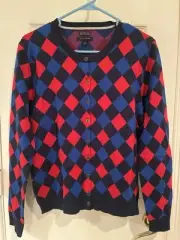 NWT Tommy Hilfiger Women Argyle Cardigan Sweater Size L $69.5