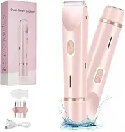 Velvissa Hair Trimmer, 2-in-1 Women's Body Shaver, Electric Razor & Shaver with Dual Ceramic Blades, IPX7 Waterproof Wet and Dry Hair Trimmer for Face, Body & Intimate Areas (Pink)