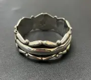 Old Pawn Mexico GII .925 Fancy Sterling Silver Hinged Bracelet Bangle 7.5” 54G