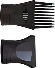 2PCS Hair Dryer Attachments | Diffuser & Comb Nozzle for Professional Hairdressing, Barber Shop & Salon Use (Black)