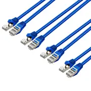 4x Cruxtec 1m Cat7 RJ45 10GbE SF/FTP Triple Shield Ethernet Network Cable Blue