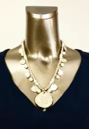 CHICO'S BAROQUE PEARL GOLD NUGGET PENDANT NECKLACE $60