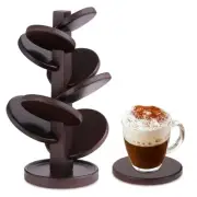 Tree Wooden Coasters for Drinks - 8 PCS Walnut Wood Coasters with Tree Holder