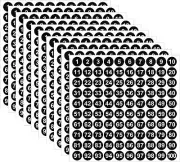 2500Pcs 1 to 100 Number Stickers, 25 Sheets Vinyl 0.4 Inch 1-100, Black