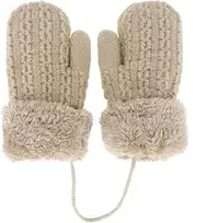 [LIFKOME] Hanging Gloves Double Layer Knitted Gloves Winter Work Gloves Winter Gloves Ski Gloves Thermal Gloves Working Gloves Mittens Full Fingers Gloves Keep Warm Men and Women