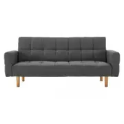 Sarantino 3 Seater Linen Fabric Bed Sofa Armrest Futon Dark Grey