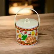 Vintage 90’s pineapple Cherry ice bucket with lid cups coasters NEW