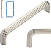 KOOFIZO 10-Pack Multi-Step Cabinet Pull, Brushed Nickel Furniture Handle, 5 Inch/128mm Hole Centers, Solid Hardware for Kitchen Cupboard Door, Bedroom Dresser Drawer, Bathroom, Vanity, Wardrobe