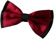 [Zasel] Mens Dark Red Two Tone Layered Bow Tie Dark Red, Black