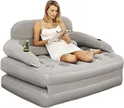 JEASONG Inflatable Chair Air Couch with Air Pump, Camping Air Mattress Bed for Adults Blow Up Inflatable Sofa Bed with Backrest, Multi-Mode Use, Easy to Storage