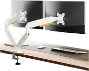 Monitor Arm Gas Dual Monitor Mount up to 32 inches and 22.0 lbs per Screen, Adjustable Gas Spring Monitor Arm, Aluminum Dual Monitor Mount with C-Clamp & Grommet Base Monitor Desk Mount(White)
