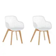 Design Square Set Of 2 Amira Kitchen Dining Chairs W/ Arms - White/Oak