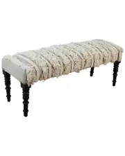 LR Home Farmhouse Striped Hand-Tufted Accent Bench