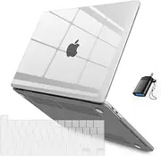 MacBook Air 13.6 inch Case, Compatible with MacBook Air 13 inch M4 M3 M2 2025-2022 A3240 A3113 A2681, Sturdy Protective Plastic Hard Shell Case Cover &Keyboard Cover&Type C Adapter, Crystal Clear
