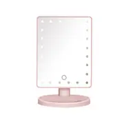 Supperstore Square Desktop LED Makeup Mirror 24 Lights Touch Screen Dimming Lighted Mirror Makeup Mirror-Pink