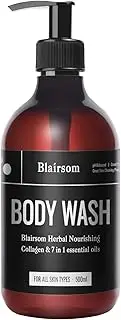 [Blairsom] Natural Herbal Body Wash Stress Relief Shower Gel with the Essence of Marine Collagen and Australia Native Essential Oils, Dye-Free & Soap-Free for Sensitive Skin/500ml