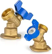 (Pack of 2) GUOFIS Sillcock Hose Bibb Valve,1/2 Inch FIP Inlet x 3/4 Inch MHT Outlet,Outdoor Faucet with Flange,1/4 Turn