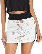 [RPLIFE] Cute Little Geese White Women Atheltic Skirt, Womens Sports Skirts, High Waisted Skirts for Women Tummy Control