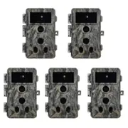 5 Pack Waterproof 24MP 1296P Trail Camera Night Vision No Glow Hunting Camera