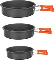 Lightweight Camping Frying Pan Non-stick Camping Cooking Pot with Foldable Handle Cookware Set for Outdoor Camping Picnic Hiking(Small)