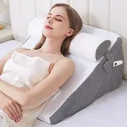 Hogrance Wedge Pillow for Sleeping, 3PCS Bed Pillow for Side Sleeping, L29 x H22 Body Pillow with Memory Foam, Grey
