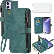 Asuwish Phone Case for iPhone 11 6.1 Wallet Cover with Tempered Glass Screen Protector Leather Flip Credit Card Holder Stand Cell Accessories iphone11case iPhone11 i Phone11 11s XI 11R Women Men Blue