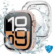 Tensea (2 in 1 for Waterproof Apple Watch Screen Protector Case Series 10 46mm Accessories, iWatch Protective PC Face Cover Built-in Tempered Glass Film, Front and Back Bumper for Women Men, 46 mm