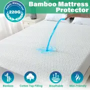 Bamboo Cotton Mattress Protector Deep Pocket Bed Cover WATERPROOF S/D/QUEEN/KING