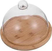 Parliky Rotating Cake Tray Dessert Serving Stand Pie Stand with Cover Cake Display Cover Cake Platter Cover Desert Platter Mini Foods Storage Plate Microwave Dish - Wood to Rotate