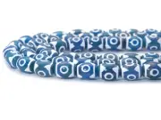 Natural Blue Evil Eye Tibetan Agate, 12x16mm Barrel Beads, Sku#U1478
