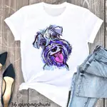 FOAO888現貨DOG MOM PRINT T-SHIRT水彩雪納瑞犬約克夏犬狗媽媽可愛寬鬆T恤女