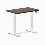 Desky Dual Mini Dark Walnut Rubberwood Sit to Stand Desk 800x500mm White Frame