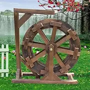 Waterwheel Waterfall Wooden Fountain Garden Decoration Water Feature, Wooden Waterwheel Fountain for Terrace Pond Pool, Retro Country Decoration (Size : 30cm(11.8inch))