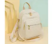 Women Vintage Printed Backpack,Pu Leather Small Backpack Purse Travel Bag-White