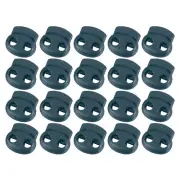 40Pcs 5mm Plastic Cord Locks Double Hole Spring Toggle Stopper, Navy Blue