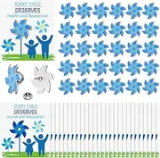 Sayglossy 30 Sets Child Abuse Awareness Windmill Pins on Card Child Abuse Prevention Pins with Cards Bulk Child Abuse Awareness Gifts Windmill Pins Lapel Brooches for Child Abuse Prevention
