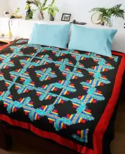 Patchwork Abstract style Scrap Quilt Log Cabin FINISHED QUILT