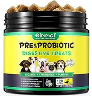 Probiotics for dogs, supports gut health, itchy skin, allergies, yeast balance, immunity, probiotics and digestive enzymes for small, medium and large dogs, 120 chewy snacks,