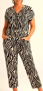 TS Taking Shape plus sz S / 16 Zebra Bamboo Jumpsuit super-soft NWT rrp$130!