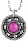 Fuchsia Jade Roller Derby Skate Bearing Pendant Necklace