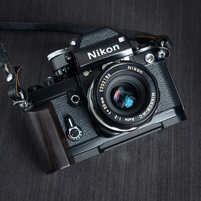 Wood Camera Hand Grip Handle Aluminum Alloy Baseplate Nikon F2 F2A F2AS Camera