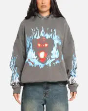 [AMERICAN THRIFT] American Thrift X Lord Of The Rings Balrog Premium Hoodie Washed Charcoal - Size XL XL Washed Charcoal