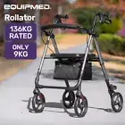 EQUIPMED Rollator Walking Frame Aluminium Lightweight 4 Wheel Walker Aid Seniors