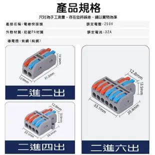 【青禾坊】2進4出 B2-4 電線連接器-100顆(電線連接器/快速配線/燈具接線夾/接線端子/快速接頭/電火布)