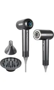 Herlly Hair Dryer,1600W High Speed Ionic Blow Dryer with Diffuser silver/grey