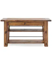 Alaterre Durango 54in Industrial Wood Console/Media Table with Two Shelves