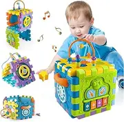 Generic Activity Cube Toys, Baby Musical, Educational Learning Music and Light Up, 6 in 1 Electronic Shape Sorter, Montessori Toys, Bead Maze, for Kids Toddler Infant First Gifts, 1 2 3 Boys Girls